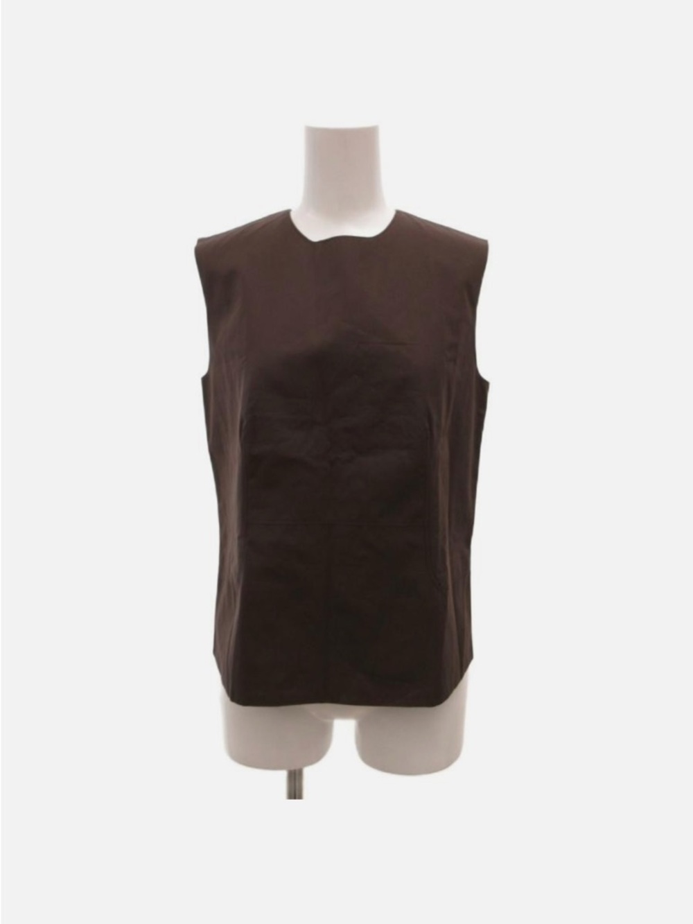 HERMES Gaultier Era Sleeveless Blouse Boxy Brown Size 34